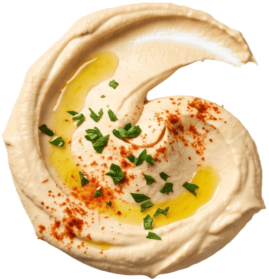 Hausgemachter Hummus mit Olivenöl und Kräutern bei die Stulle in Berlin-Charlottenburg